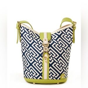 Spartina Haig Point Large Bucket Bag Lime and Navy